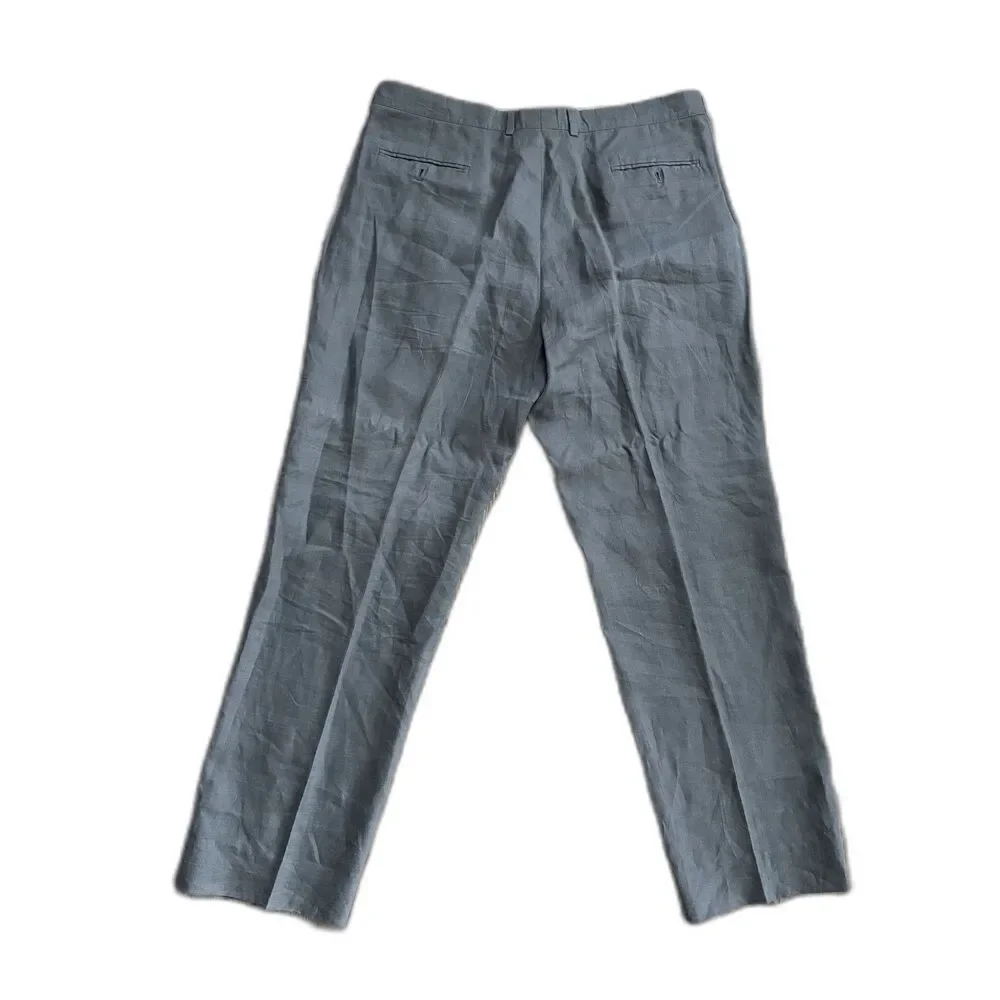 John Varvatos Gray 100% Linen Made in Italy Pants Trousers   Mens Size 58  US 38